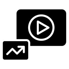 Marketing Video Icon, Black And White Glyph Icon Symbol