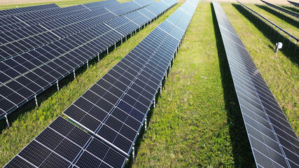 Sunset lighting solar energy farm
