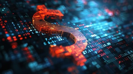 Fintech icon displayed on dynamic abstract financial technology background with digital data and graph elements