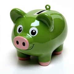 Green Piggy Bank Isolated