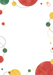 丸のポップなフレーム、水彩、クリスマスカラー、縦向き