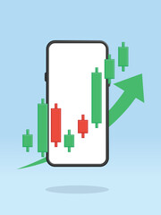 Obraz premium Smartphone Stocks Price Chart Up Arrow