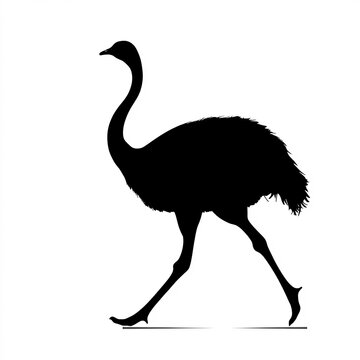 recommend clip art: Ostrich Running Silhouette, Illustration Isolated On White Background
