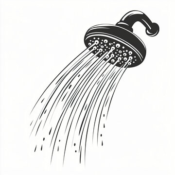 recommend clip art: Shower Head Silhouette, Illustration Isolated On White Background