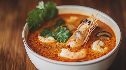 Spicy Shrimp Soup with Herbs and Ingredients
