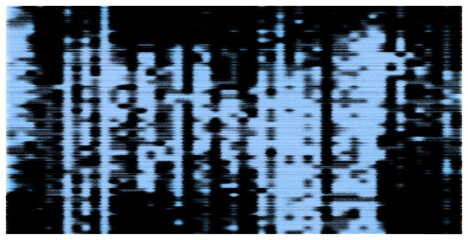 Abstract glitch effect background with distorted pixel noise patterns in blue and black for web design, technology and social media. Error Screen. Vector art.