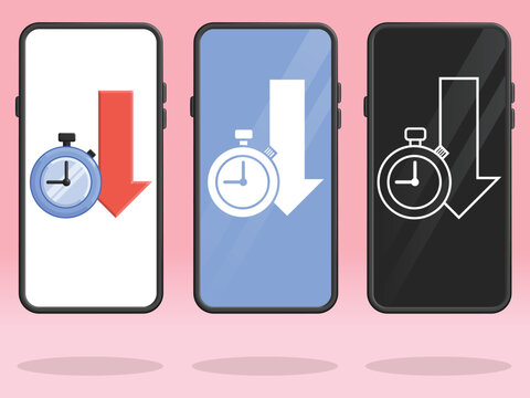Smartphone Stopwatch Arrow Down Time Decrease