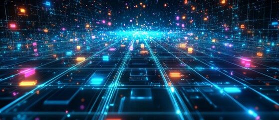 Fototapeta premium The Digital Archive Grid, Digital Asset Management DAM