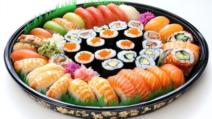 Colorful Sushi Platter with Fresh Ingredients