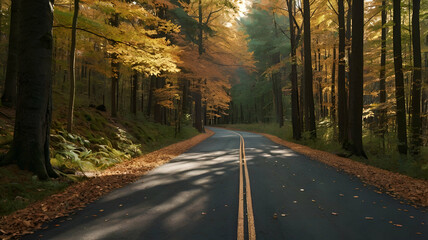 Obraz premium road in autumn forest