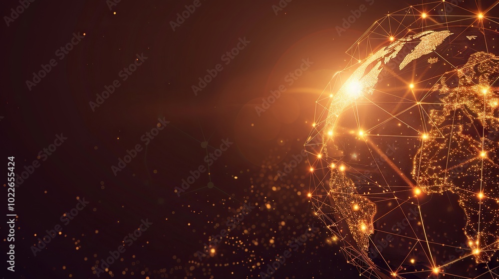 Poster futuristic vector illustration of a global internet network background showcasing worldwide connecti