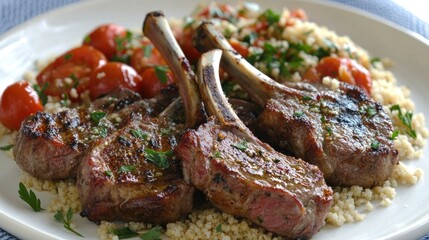 Grilled Lamb Chops with Couscous and Cherry Tomatoes