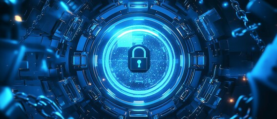 Obraz premium The Locked Digital Vault, Digital Rights Management DRM