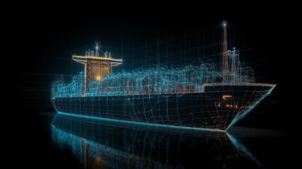A ship is shown in a computer generated image