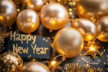 Golden New Year Celebration with Festive Decorations