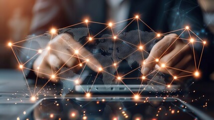 Global communication network concept showcasing worldwide connectivity through advanced digital technology and data exchange