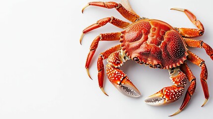 A Close-Up of a Red Crab with White Spots and Sharp Claws