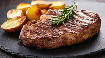 Juicy Grilled Steak with Roasted Potatoes and Herbs