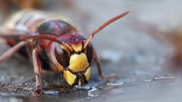 Hornisse (Vespa crabro) trinkt
