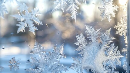 Obraz premium Delicate Frost Patterns on a Windowpane