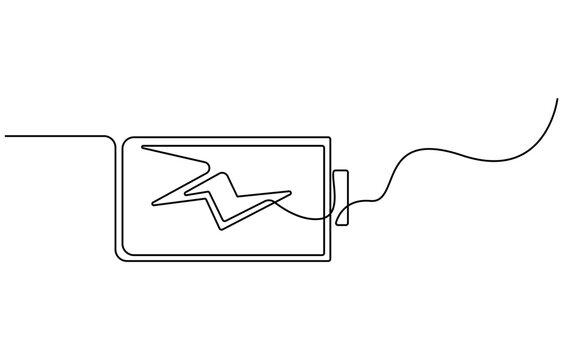 recommend clip art: One continuous line drawing of battery charging. Lightning bolt symbol and electricity energy type sign in simple linear style. Editable stroke, One line drawing of battery full of charge.