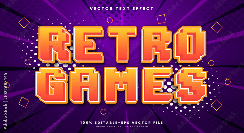 Poster retro games pixel editable text effect template with modern style theme