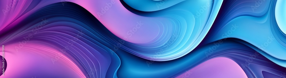 Poster modern abstract vector background featuring a blue and purple gradient with wavy shapes, ideal for c