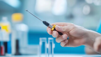 Skilled technician holding precision screwdriver, meticulously repairing small electronic device on clean workbench. Detailed repair process in focus.	