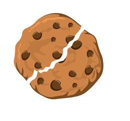 A bitten chocolate chip cookie, with crunchy homemade brown biscuits broken into crumbs