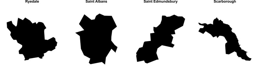 Ryedale, Saint Albans, Saint Edmundsbury, Scarborough outline maps