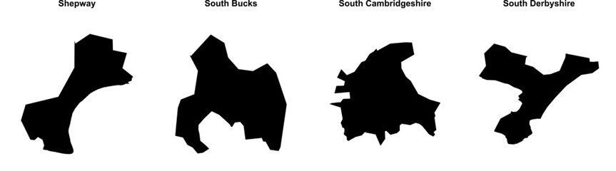 Shepway, South Bucks, South Cambridgeshire, South Derbyshire outline maps