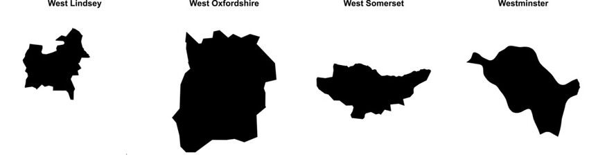 West Lindsey, West Oxfordshire, West Somerset, Westminster outline maps