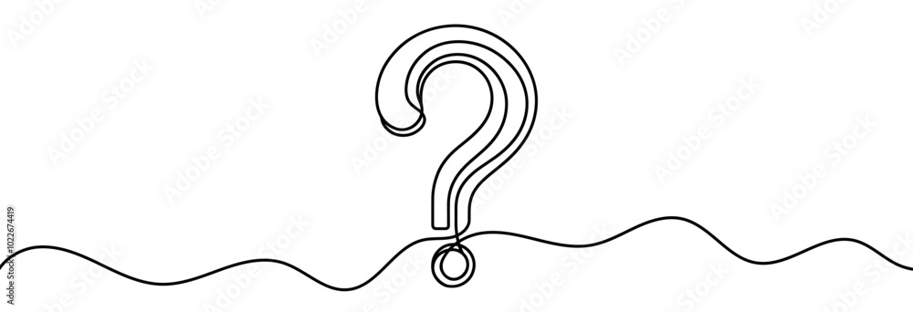 Poster continuous linear drawing of question mark. one line drawing background. vector illustration. questi