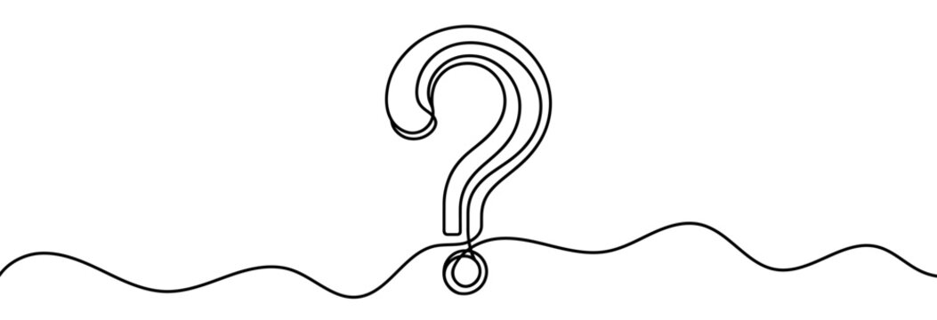 recommend clip art: Continuous linear drawing of question mark. One line drawing background. Vector illustration. Question mark in one line style.