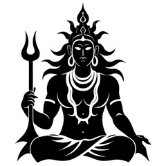 lord-shiva-indian-god-of-hindu-silhouette vector art illustration 
