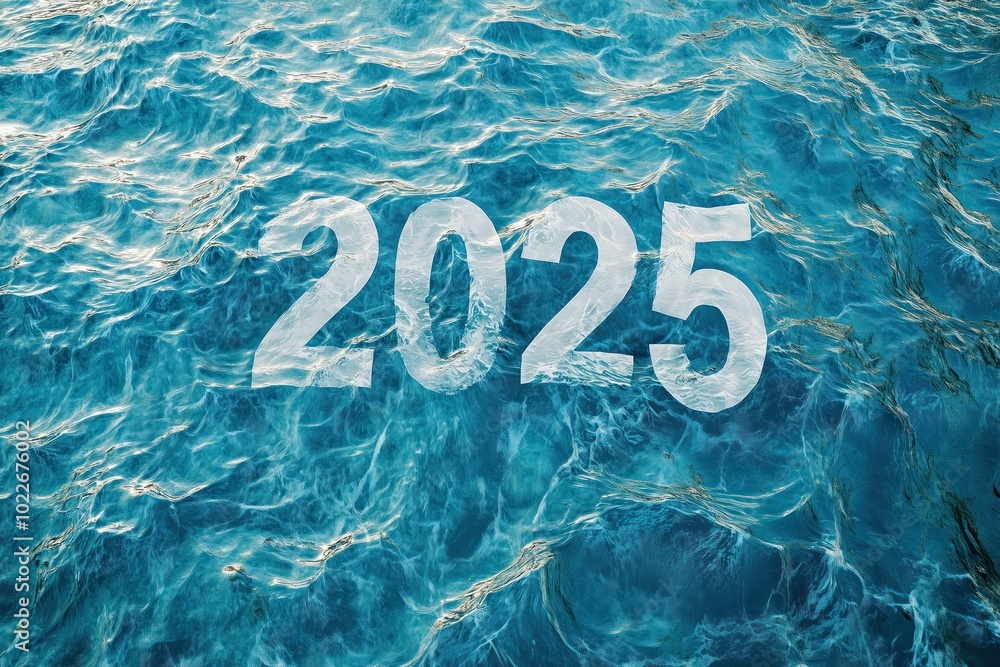 Poster 2025 text overlay on dynamic ocean waves background
