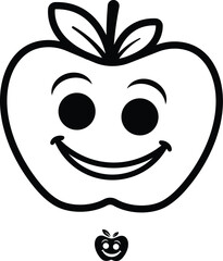 Cute smiling apple cartoon icon illustration. Vector design icon.