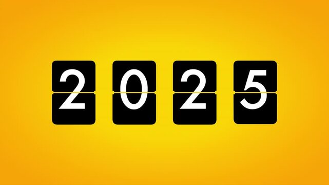 Mechanical flip clock switches from year 2020 to 2030