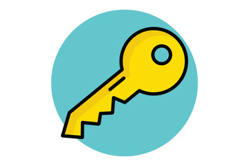 Key icon. colored outline icon style. icon related to reception. hotel elements vector illustration