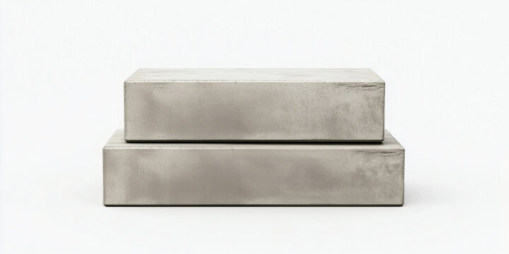 Stack of clean cement rectangular blocks isolated on white background