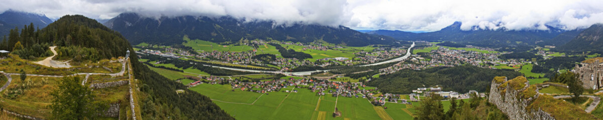 View of Reutte from the fortress Schlosskopf, Tyrol, Austria, Europe
