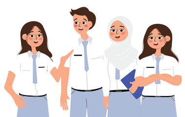 Obraz premium Indonesian Students, Group of Senior High School Students