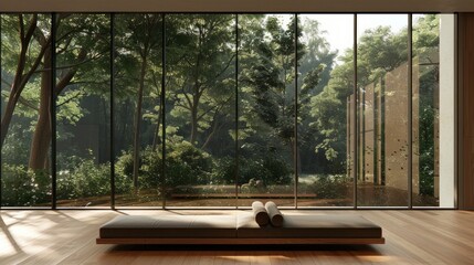 Modern Interior Design with a View of a Tranquil Forest