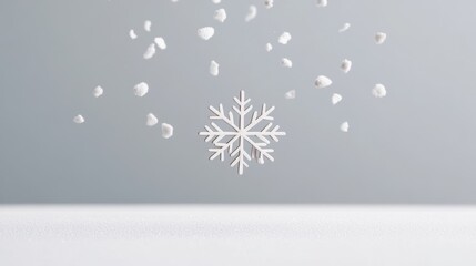 Fototapeta premium A delicate line drawing of a snowflake gently falling to the ground, symbolizing the beauty and serenity of stillness.