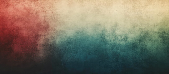 Fototapeta premium Grunge textured gradient background in warm and cool tones blending red, orange and teal