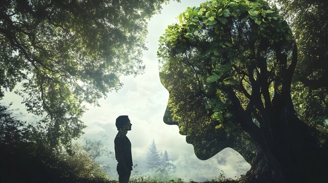 Mystical Device Enabling Telepathic Plant Communication in Ethereal Forest Landscape