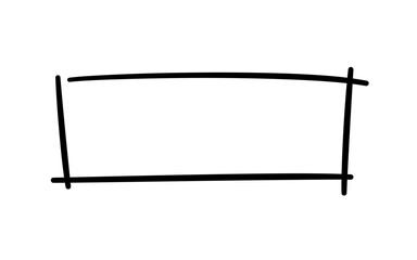 Free hand drawn rectangle frame. Doodle rectangular shape. Scribble pencil square text box. Doodle highlighting design elements. Line border. Vector illustration isolated on white background.