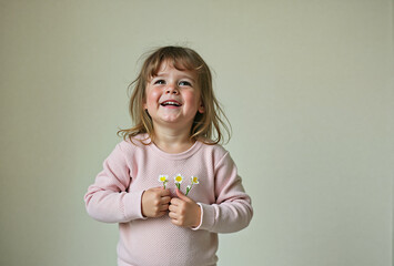 Little girl in a studio shot. Created with AI. High quality upscale and postproduction.