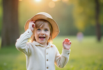 Little girl outdoor. Created with AI. High quality upscale and postproduction.