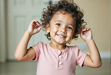 Little boy in a studio shot. Created with AI. High quality upscale and postproduction.